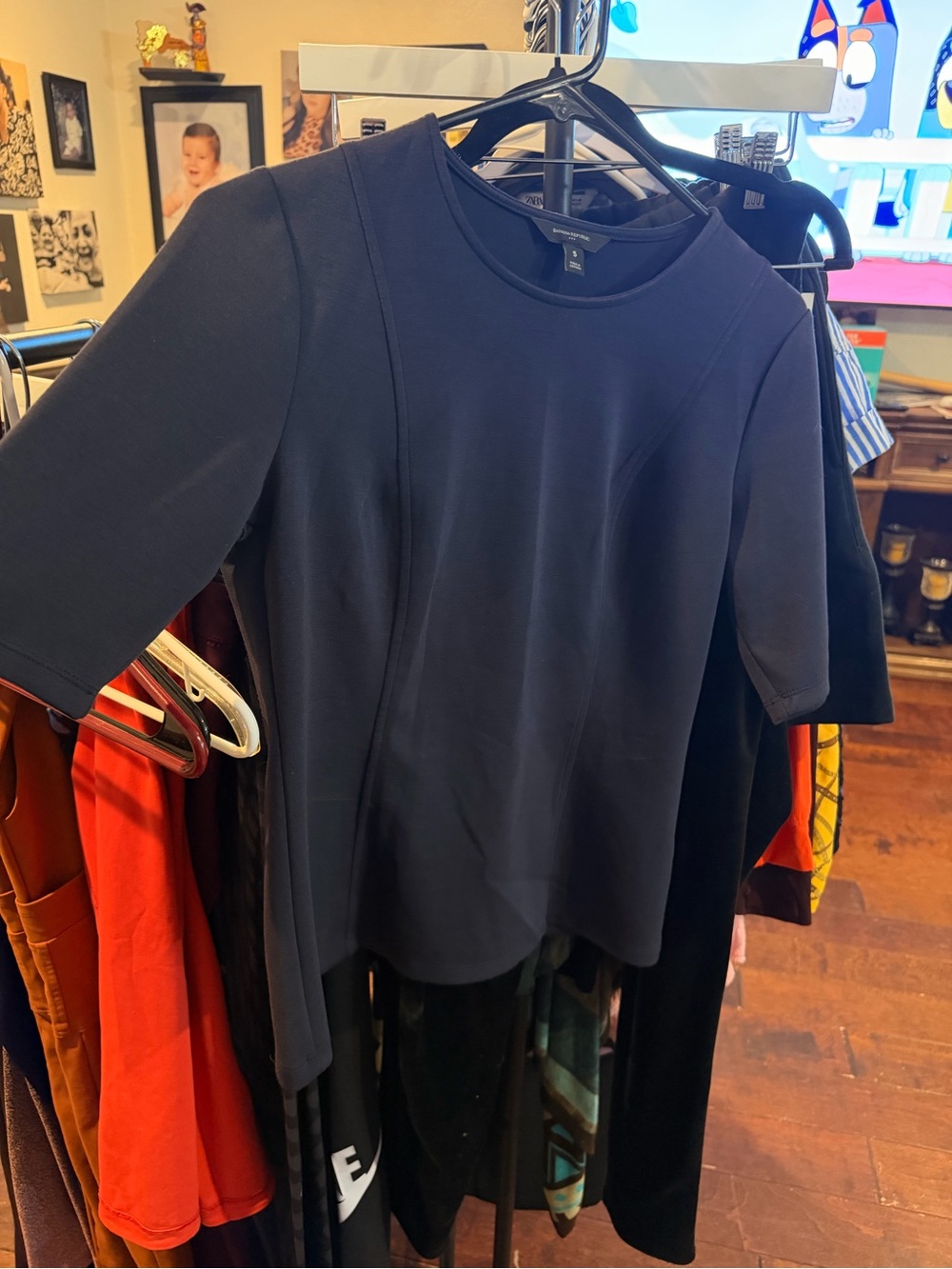 Banana Republic Black Short-Sleeve Crewneck Top